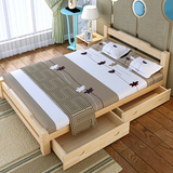 企业店铺实木家具简约实木床松木床单人床成人床1.8双人床可定做