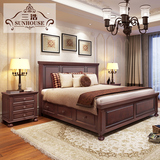 三浩 美式乡村实木床高箱储物床带抽屉双人床1.8米1.5米婚床大床