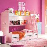 儿童子母床1.5米 高低床双层床上下床女孩 公主床 粉红色组合Y004