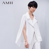 Amii女装旗舰店春新款艾米大码翻领雪纺斗篷式休闲西短外套