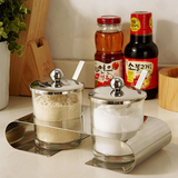 欧润哲厨房玻璃调味瓶套装创意餐桌带盖糖盅调料盒罐盐罐配勺包邮