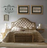 欧式实木床新古典布艺床头柜后现代奢华床1.8米双人床婚床可定制