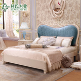 林氏木业法式布床1.5米双人床欧式布艺床公主床软床家具BC636-B