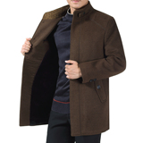 冬装中老年爸爸男装加绒加厚羊毛呢子大衣立领风衣中长款外套风衣
