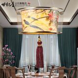 中国风艺术手绘现代新中式吊灯仿古羊皮吊灯卧室餐厅茶楼会所过道