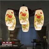 景德镇中式创意薄胎陶瓷灯具卧室书房客厅餐厅婚庆装饰6头吸顶灯