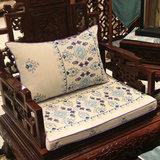 中式古典红木沙发亚麻棉麻坐垫靠背实木椅垫罗汉床加厚海绵垫定制