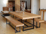 美式做旧实木铁艺餐桌椅桌面复古饭桌酒吧办公桌咖啡桌椅组装新款