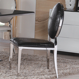 现代不锈钢鳄鱼皮餐椅欧式绒布家用餐厅椅子简约时尚金属酒店家具
