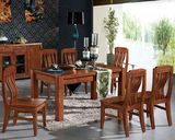 工厂直销 住宅家具 全实木餐桌椅子组合餐台一桌六椅 榆木饭桌A-1