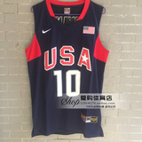 正品男球衣 USA美国国家梦十队10号科比篮球服 SW球迷刺绣深蓝
