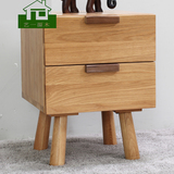 日式现代纯全实木床头柜进口白橡木卧室家具储物柜环保二斗柜