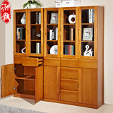 御颢实木书柜 两门三门五门书柜水曲柳现代中式书房家具 2B802-2