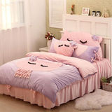 韩式珊瑚绒加厚法兰绒四件套 韩版床上用品卡通KT猫床单被套包邮