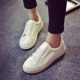 2016春夏季韩版小白鞋女运动鞋休闲鞋系带平底单鞋白色学生板鞋潮