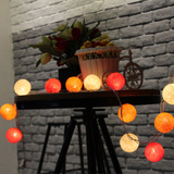 米灯彩灯串led装饰灯橙色夏天酒吧房间创意DIY手工泰国棉线球特价