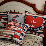 英伦风地中海航海海洋横条纹 儿童房床头飘窗 沙发办公靠垫抱枕套