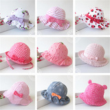 韩版儿童渔夫帽 2-6-12个月婴幼儿遮阳帽 1-4-6岁女童防晒帽 春夏