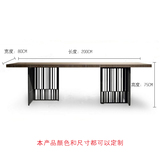 公桌子工业风原木电脑桌美式实木餐桌铁艺长方桌会议桌创意个性办