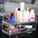 高档双层透明桌面化妆品收纳盒组合式化妆盒香水收纳盒首饰展示架