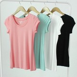 绿色米白色粉色黑色韩版夏季女装简约基本款纯色短袖T恤圆领