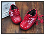 [转卖]17.8cm小林川子女童冬季棉皮鞋真皮加绒保暖2015新款儿童棉