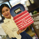 韩国3CE条纹化妆箱圆筒包大容量化妆品收纳包定型化妆包女洗漱包