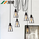 美式吊灯loft工业风复古乡村简约创意咖啡餐厅酒吧爱迪生小铁架灯