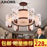 中式吊灯客厅包房餐厅茶室茶楼古典饭店酒店木艺羊皮中式灯具2083