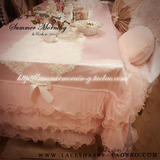 LACESHABBY进口高级定制粉色蕾丝荷叶边蛋糕边婚庆新房布艺桌布