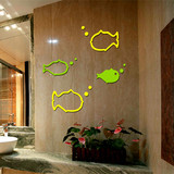 3d水晶立体墙贴客厅沙发电视背景墙亚克力浮雕创意鱼镜面立体墙饰