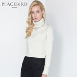 太平鸟女装2015冬季新款时尚打底简约纯色优雅高领短款套头衫毛衣