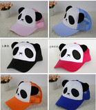 夏季韩版亲子母女熊猫棒球帽子女孩卡通鸭舌帽儿童网帽遮阳帽男