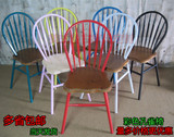 美式乡村铁艺实木餐椅剑背椅孔雀椅餐厅椅咖啡椅创意时尚椅子新款