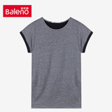 Baleno/班尼路女 甜美宽松中长款拼色短袖T恤 圆领淑女风夏装体恤