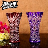 包邮 情人节礼物彩色台面欧式花瓶水晶玻璃花瓶花器创意插花摆件