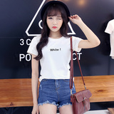 2016夏季女装短袖上衣短款韩版圆领女装衣服打底通勤学生大码T恤