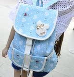韩版休闲少女旅游包可爱女大童双肩包女童背包初中小学生书包帆布