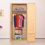 现代简约实木松木两门三门衣柜组合拆装成人儿童卧室储物柜包邮