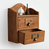 zakka杂货复古抽屉式木制收纳柜可挂墙杂物饰品置物整理小木柜
