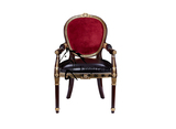 博帝国家业高端欧式餐椅实木雕花描金进口牛皮布艺新古典正品餐椅