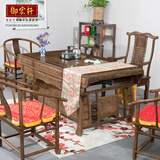 红木家具 鸡翅木中式实木茶桌椅组合 仿古方形功夫泡茶台茶桌特价
