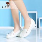 Camel/骆驼女鞋 时尚休闲 牛皮圆头内增高单鞋 2016年新品春鞋