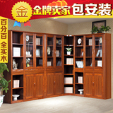 简约现代家具玻璃门书架带门实木书桌书柜自由组合储物柜特价包邮