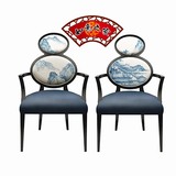 新中式实木餐椅 新古典椅子酒店样板房家具创意椅子 葫芦餐椅现货