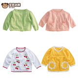 宝宝针织开衫2016春装3个月-4岁女童纯棉针织线衣婴儿毛衣薄外套