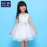 女童夏季连衣裙韩版蕾丝娃娃领2016新款中大儿童装白色无袖公主裙