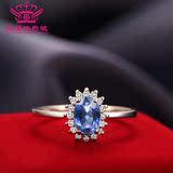 日韩国s925纯银戒指女戒子 蓝宝石指环 时尚结婚钻戒创意生日礼物