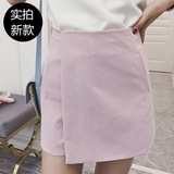 2016夏季新款韩版不规则高腰a字裙半身裙一步短裙假两件短裤裙女