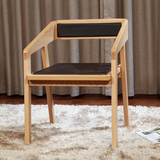 青韵化蝶白橡木实木餐椅靠背椅子书桌圈椅围椅扶手实木椅现代中式